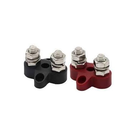 Paire de Busbar DC 150 A - 70 V - 2 pôles M8 (1 rouge/1 noir)