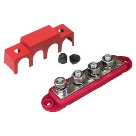 Busbar DC 250 A - 12 V - 4 pôles M8 + couvercle rouge