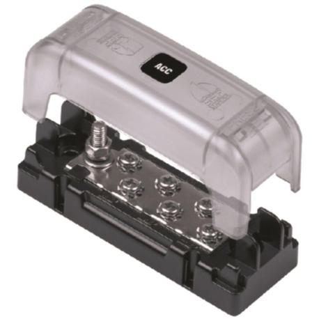 Busbar DC négatif 100 A - 32 V - 6 poles M5 + couvercle