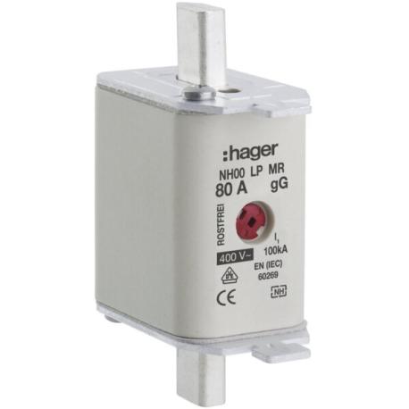 NH-Sicherung Hager DIN00 400VAC 80A gG/gL Mittenkennmelder rostfrei