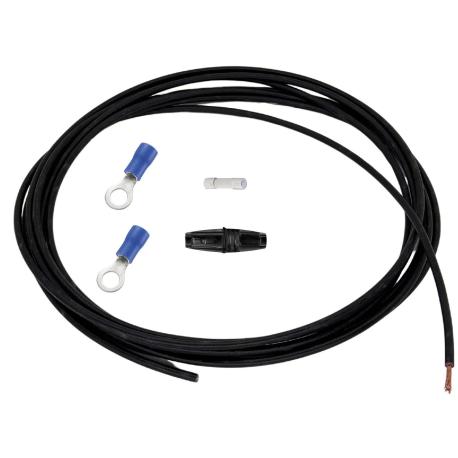 Schwarzes Kabel 1,5 mm2 - 1,5 m - Sicherung 5 x 20 mm 1 A - 2x M8-Klemme - für Battery Protect